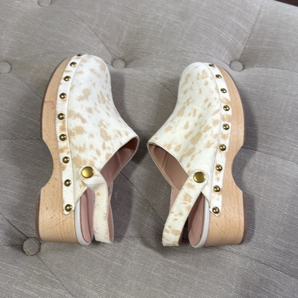 J. Crew Calf Haiar Convertible Strap Leather Wooden Clogs Size 6 - Picture 7 of 14